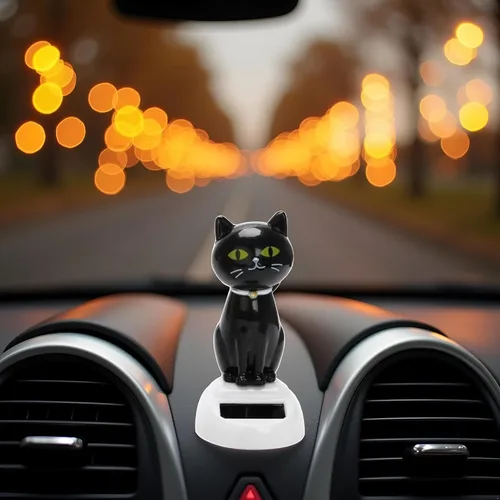 Miniatura 5 de Juguete solar para gato, figura de gato bailarín, adorno de automóvil, juguetes bailarines, decoración interior de automóvil, decoración