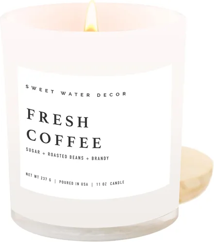 Miniatura 23 de Sweet Water Decor - Vela de soja Hello Fall, aroma manzanas con canela, clavo de olor y nuez moscada de otoño, mecha de 100% algodón, frasco blanco