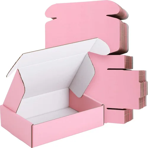 Spakon - Paquete de 50 cajas de envío de cartón corrugado, cajas de embalaje para pequeñas empresas, lindas cajas pequeñas de cartón, cajas de Rosa