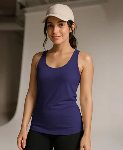 Miniatura 2 de Sexy Basics Paquete de 5 camisetas sin mangas PowerFlex con espalda nadadora para mujer Camisetas sin mangas elásticas de algodón y elastano