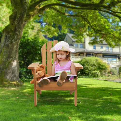 Miniatura 2 de Casafield Silla Adirondack para niños, sillas de madera de cedro para exteriores, para patio, terraza, césped y jardín, parcialmente premontada