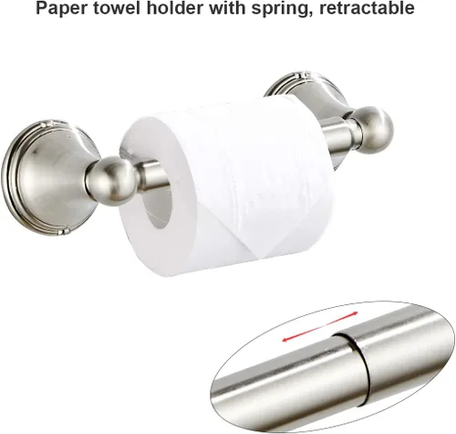 Miniatura 7 de Newfun Juego de 8 accesorios de baño de níquel cepillado para baño, juego de accesorios de baño, 2 toalleros de 24 pulgadas para baño, 2 soportes