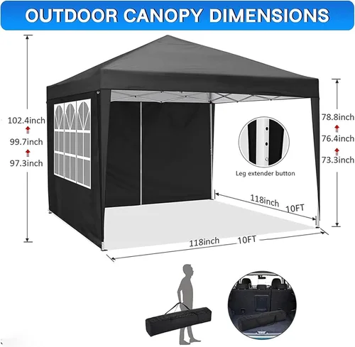 Miniatura 3 de Tienda de campaña desplegable de 10 x 10 pies con 4 paredes laterales extraíbles, tienda de campaña para 1 persona para fiestas, eventos, bodas