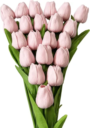 Miniatura 8 de UKELER 24 piezas de flores negras de tulipán, flores artificiales de poliuretano de tacto real para decoración del hogar, centros de mesa, arreglo