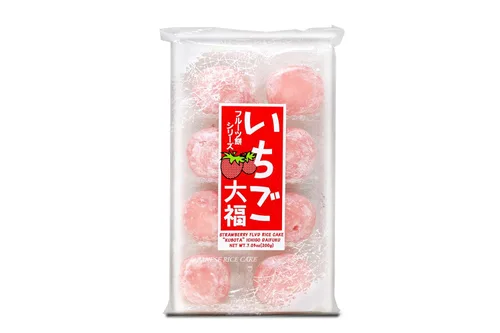 Miniatura 3 de Frutas Mochi japonesas (para fiestas) Daifuku (Pastel de arroz) Sabores fresa, melón, té verde, naranja