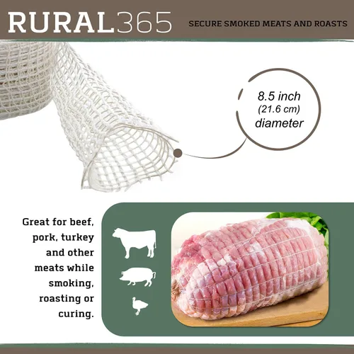 Miniatura 5 de Rollo de red para carne, tamaño 28 – calcetín de jamón red elástica para carne de carnicero, red de carne, rollo de 50 pies