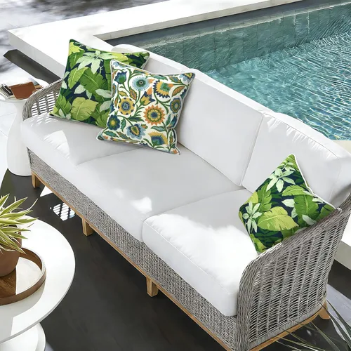 Miniatura 211 de Juego de 2 almohadas para exteriores de 16 x 16 pulgadas, repelentes al agua con interiores, para muebles de patio, hogar, jardín, geometría bohemia