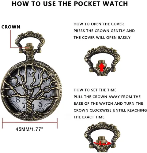 Miniatura 6 de Reloj de bolsillo de cuarzo para hombre, ojos verdes, forma de caja redonda, collar de bolsillo