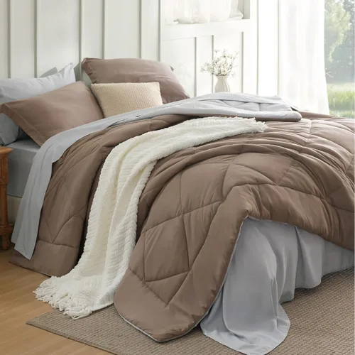 Miniatura 16 de Bedsure Juego de edredón tamaño King – Ropa de cama reversible de 7 piezas verde bosque, juego de cama tamaño King para todas las estaciones, cama