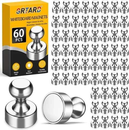Miniatura 13 de Grtard Paquete de 48 Chinchetas Magnéticas Negras, Imanes de Refrigerador para Pizarra Blanca, Imanes de Pizarra Blanca Imanes de Refrigerador, Negro