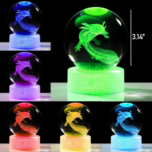 Miniatura 3 de Regalos de ajolote 3D para mujer, bola de cristales, figuras de ajolote, decoración de animales, figura de ajolote, cosas para habitación