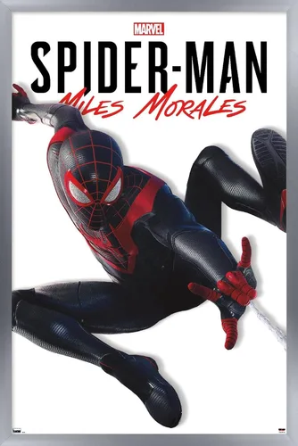 Miniatura 10 de Trends International Marvel Comics - Póster de pared de la serie Miles Morales, 22.4 pulgadas de largo x 14.7 pulgadas, versión enmarcada de madera