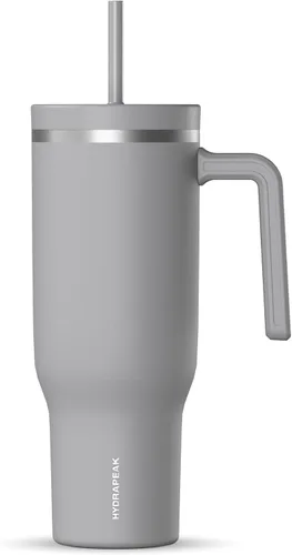 Miniatura 20 de Hydrapeak Voyager Vaso de 40 oz con Asa y Tapa con Pajita Botella de Agua Reutilizable de Acero Inoxidable Taza de Viaje Compatible con Portavasos