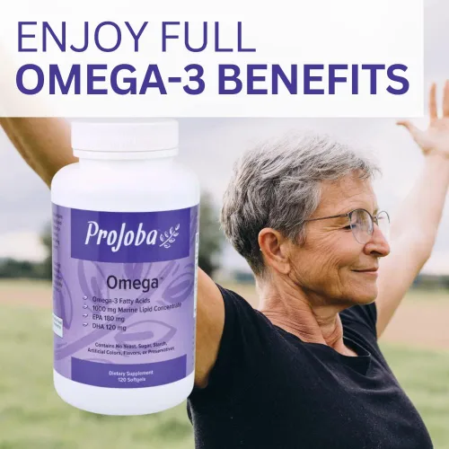 Miniatura 5 de Youngevity Projoba Omega - 1000 mg Omega-3 - Alta Potencia - 180 EPA y 120 DHA para promover la salud cerebral y cardíaca -120 cápsulas blandas