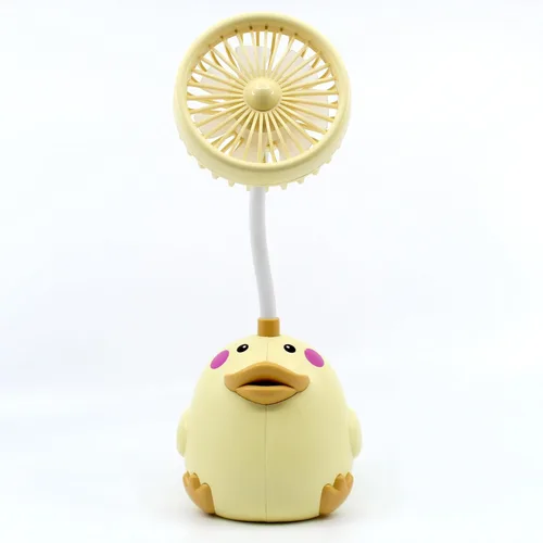 Miniatura 2 de Bonito ventilador de escritorio de pato amarillo con soporte para bolígrafo, ventilador de animales, decoración de pato para oficina, accesorios