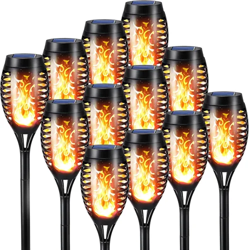 Miniatura 11 de Toodour Luces solares de Halloween para exteriores, paquete de 6 luces LED de llama parpadeante, luz solar impermeable para exteriores, iluminación