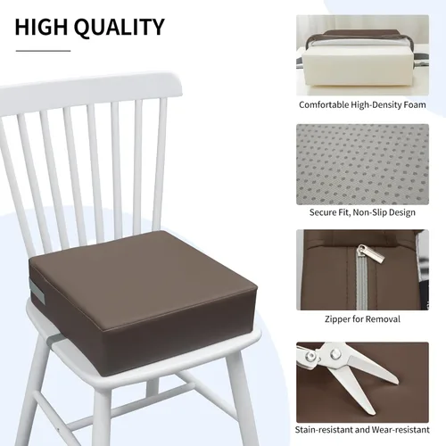 Miniatura 4 de Eiury Asiento Elevador para Niños Pequeños para Mesa de Comedor/Silla de Cocina, Cojín de PU Impermeable Antiarañazos, Base Antideslizante, Correas