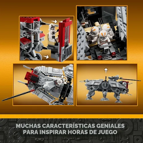 Miniatura 4 de LEGO Star Wars at-TE Walker 75337 Juguete posable, juego de La venganza de los Sith, regalo para niños con 3 soldados clon 212, araña enana
