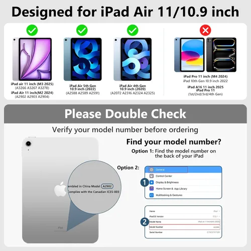 Miniatura 2 de FUWANG Touch para iPad Air de 11 pulgadas y Air de 5ª y 4ª generación con funda y teclado - Solo compatible con teclado retroiluminado de 180 grados