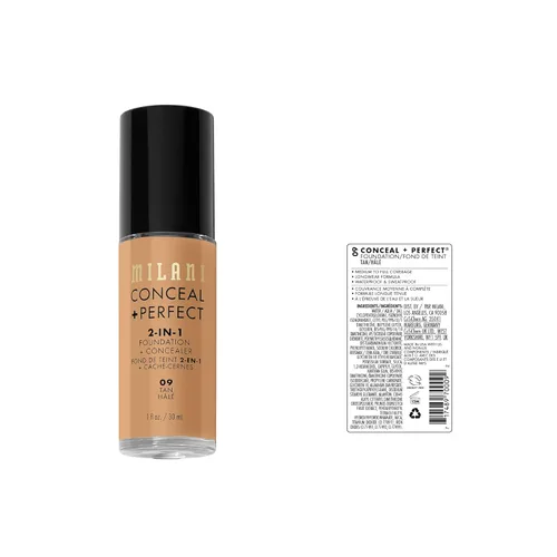 Miniatura 2 de Milani Conceal + Perfect Base + Corrector 2 en 1 para una Tez Impecable, Corrector para Debajo de los Ojos, Cubre Enrojecimiento e Imperfecciones