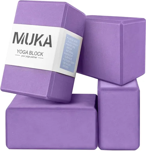 Miniatura 11 de Muka Paquete de 4 bloques de yoga de 4 x 6 x 9 pulgadas, ladrillo de yoga de espuma EVA de alta densidad para meditación, pilates Negro