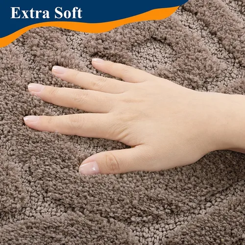 Miniatura 4 de Juego de alfombras de baño Ileading de 5 piezas, tapete de baño ultra suave y absorbente para baño, juego de alfombras de baño antideslizante y Café