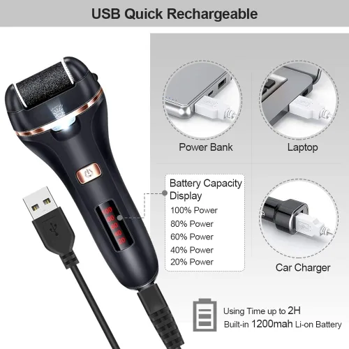 Miniatura 3 de Removedor eléctrico de callos para pies, herramientas de pedicura recargable, kit de cuidado de pies, removedor de callos para pies con 3 cabezales
