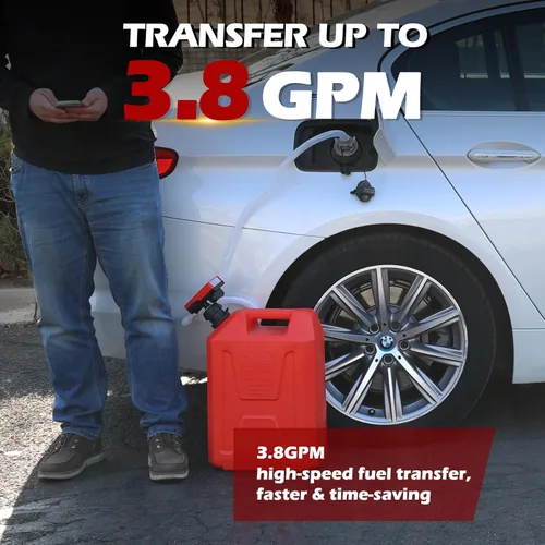Miniatura 3 de Bomba de transferencia de combustible con parada automática, funciona con pilas AA, bomba eléctrica portátil de tanque de lata de gas con adaptador