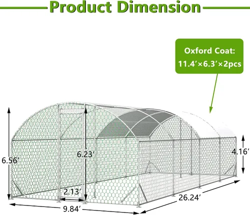 Miniatura 3 de Gallinero de metal grande, jaulas de gallinero con cubierta impermeable y anti-ultravioleta para exteriores