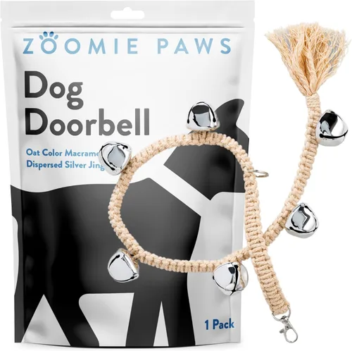 Miniatura 10 de Campana de entrenamiento para perros y cachorros, timbre de entrenamiento al aire libre - Zoomie Paws, cuentas de madera con campanas doradas Oro