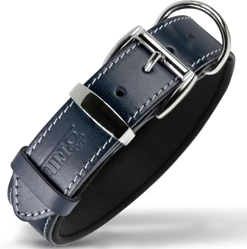 Miniatura 19 de Filbert Collar de cuero para perro, collar de cuero genuino para perros pequeños, estampado de patas en relieve con hebilla, grano completo curtido