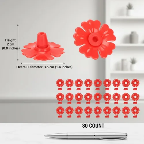 Miniatura 3 de Hyuduo 30 piezas de repuesto para comedero de colibríes, anillos de comedero de colibríes, puertos de alimentación de flores para comederos de Rojo