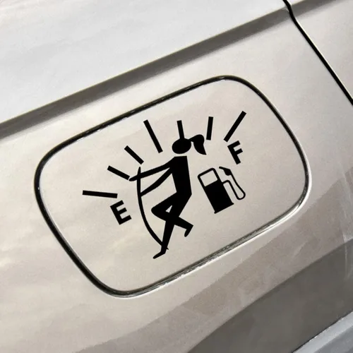 Miniatura 2 de 2 piezas de calcomanías negras divertidas para tanque de combustible con tapa reflectante, calcomanía hilarante para la mayoría de vehículos, autos
