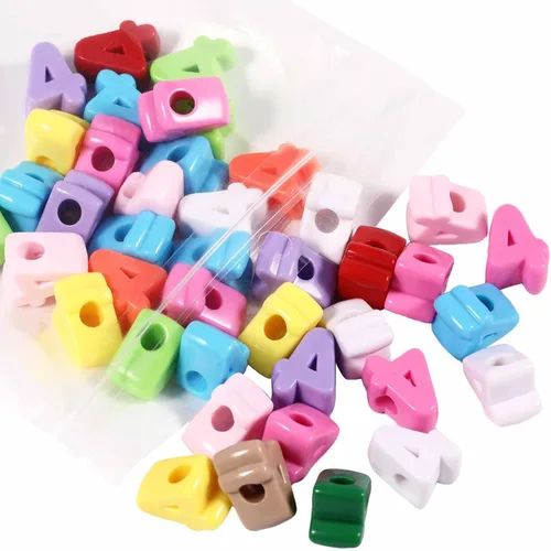 Miniatura 12 de 40 cuentas de letras 3D focales acrílicas sueltas para hacer joyas, pulseras, collares, llavero, bolsa de teléfono, cadena, llaveros (letras mixtas)