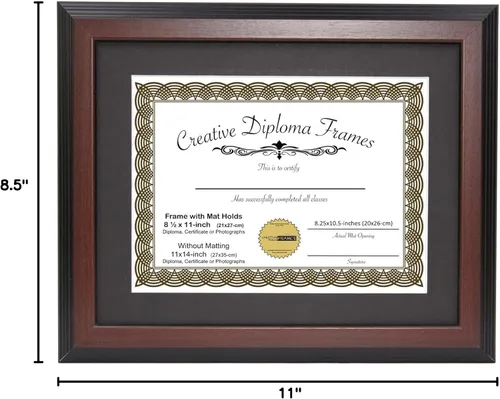 Miniatura 7 de CreativePF, marco para diploma, de madera de caoba, de 11 x 14 pulgadas, con un paspartú blanco para diplomas de 8.5 x 11 pulgadas, con pie y gancho