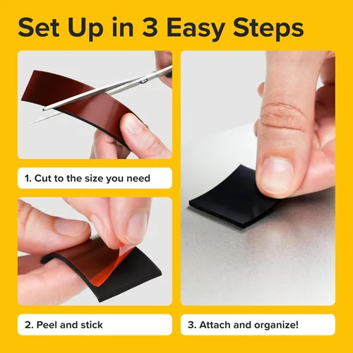 Miniatura 6 de Cinta magnética flexible (10 pies x 1 pulgada), tira magnética con fuerte autoadhesivo, rollo magnético ideal para manualidades y proyectos