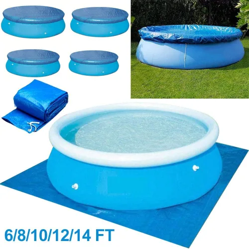 Miniatura 6 de sportuli Cubierta solar redonda para piscina, duradera a prueba de polvo y lluvia para piscinas inflables familiares (8 pies)