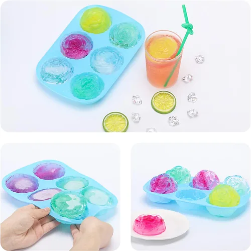 Miniatura 2 de Moldes de silicona para rosas, 5 paquetes, molde antiadherente para cubitos de hielo de flores de rosas de 6 cavidades para dulces, jabón, cupcakes