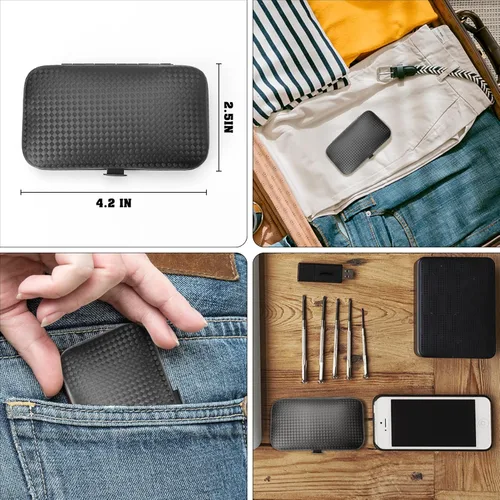 Miniatura 7 de Juego de manicura 7 en 1 de acero inoxidable para uñas, regalos para hombres, adolescentes, herramientas de pedicura con estuche para limpiar