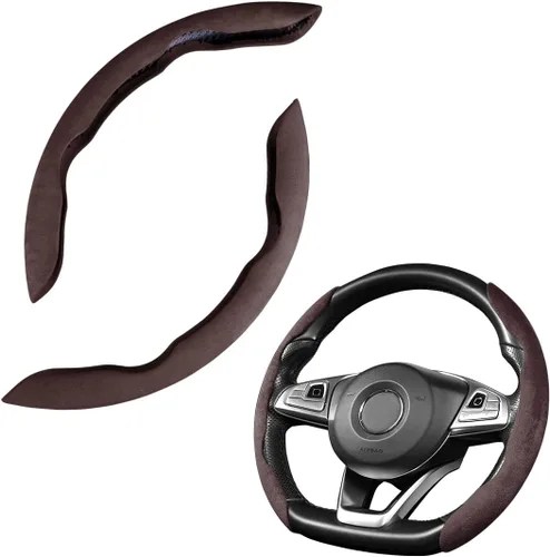 Miniatura 21 de LoyaForba Funda universal para volante de automóvil, protector universal de cuero segmentado de 15 pulgadas, antideslizante y suave, transpirable