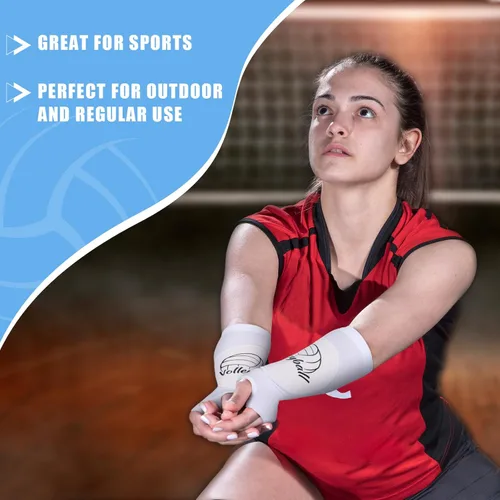 Miniatura 6 de Yinder 3 pares de mangas deportivas de voleibol para jóvenes voleibol muñequera protección almohadillas y agujero para el pulgar