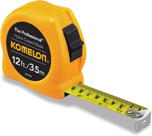 Komelon 4912IM The Professional Cinta Métrica de 12 Pies con Escala en Pulgadas/Métrica, Amarilla