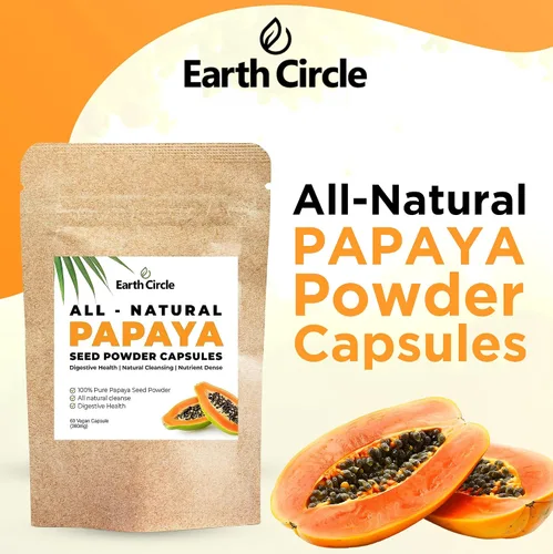 Miniatura 3 de Earth Circle Organics Cápsulas en polvo de semillas de papaya – 100% semillas de papaya molidas – 360 mg por cápsula – 120 cápsulas veganas – Sin