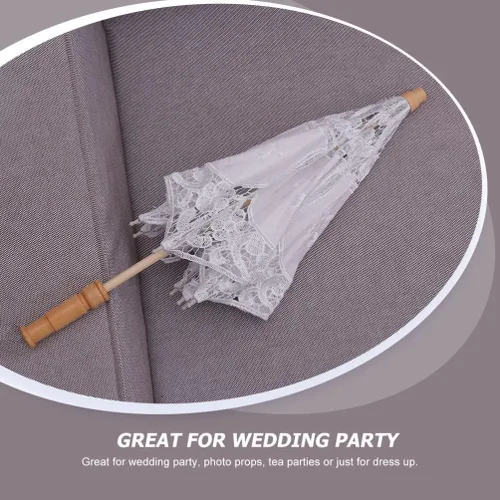 Miniatura 9 de Toyvian Sombrilla de encaje bordado para boda, paraguas decorativo para fotografía, paraguas chino para disfraces de boda, decoración de cosplay