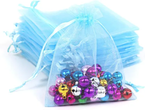 Miniatura 16 de Lautechco 100 bolsas de organza – 4 x 6 pulgadas, bolsas de regalo de malla beige con cordón para Navidad