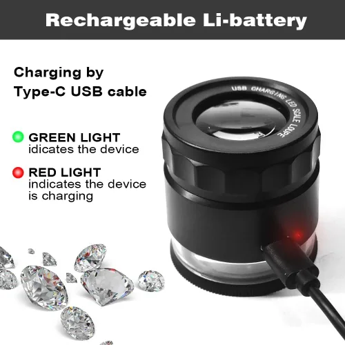 Miniatura 5 de 10 lupas de lupa recargables con luces UV y LED, lazo iluminado para ojos ajustable, lupa de joyería con escala de retícula desmontable