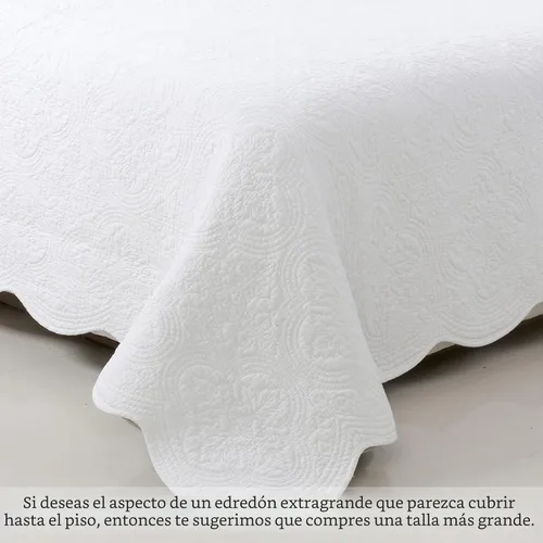 Miniatura 6 de Cozy Line Home Fashions Juego de edredón de ropa de cama de medallón victoriano de algodón 100% blanco sólido matelassé en relieve, colcha ligera