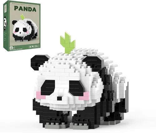 Miniatura 9 de Mini bloques de construcción de Halloween, panda sentado con calabaza, micro bloques de juguete para niños de 6, 7, 8, 9+, juegos de construcción