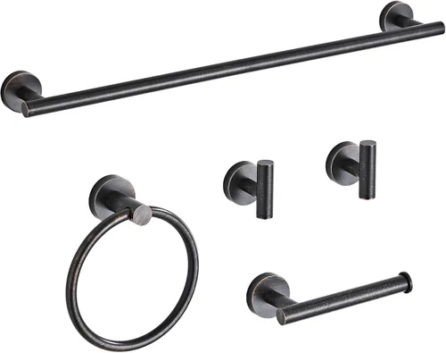 Miniatura 13 de Juego de accesorios de baño de oro cepillado de 5 piezas con toalleros para baño, juego de barras para toallas de baño de acero inoxidable SUS304