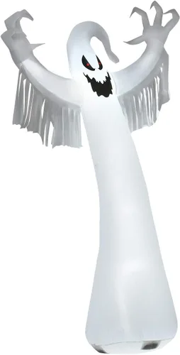 Miniatura 9 de Tangkula Fantasma inflable de Halloween de 12 pies, decoración de fantasma de Halloween con soplador y luces LED, decoración de fiesta de fantasma